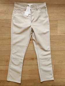 H&M Womens Leather Pant Size 6, 38 inch length, Cream - Picture 1 of 5