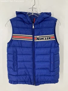 Entrupy Authenticated COA Moncler Blue Down Hooded Full Zip Puffer Boys Vest 12 - Picture 1 of 11