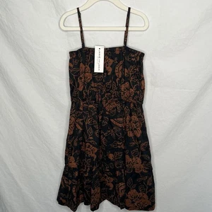 NWT Janie & Jack Girls Dark Floral Summer Sundress Sz 12 Ruffle Dress Woodsy NEW - Picture 1 of 15