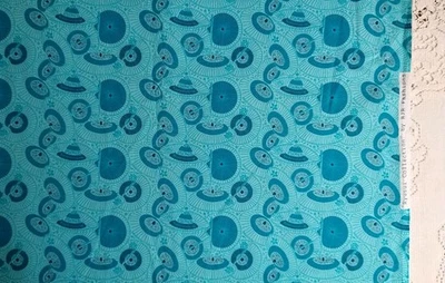 REMNANT Quilt Cotton Fabric Aqua Teal Blue Ryusui Collection RJR Fashions 8"x38" - Image 1 of 3