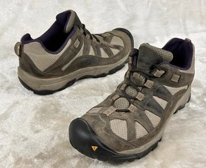 Keen Women's Size 9.5 Brown Leather Purple Lining Lace Up Hiking Outdoor Shoes - Picture 1 of 7