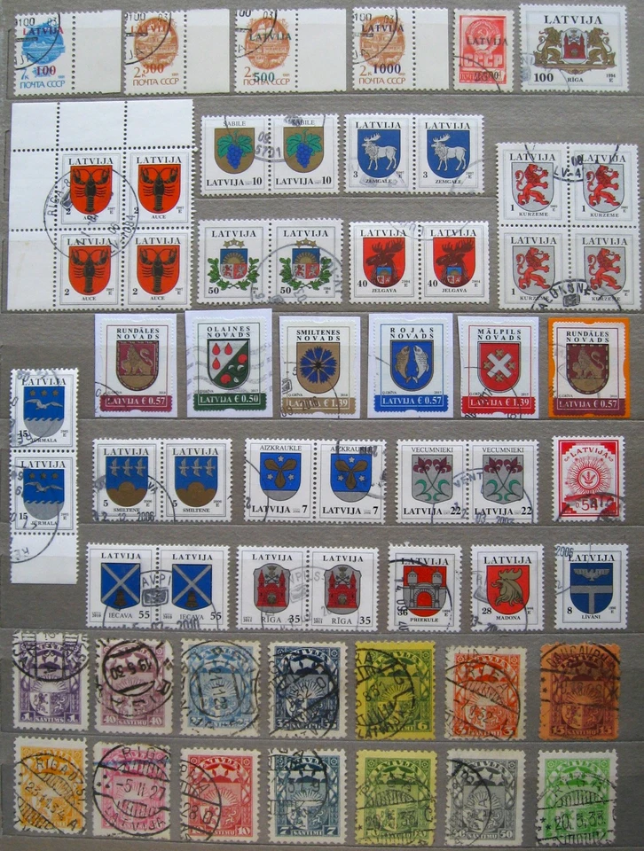 Latvia, selection of different fine used stamps, Coat of Arms - Image 1 of 1