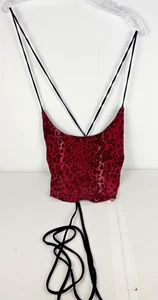 Top con spalline Shkank bordeaux stampa leopardata - Y2K / Clubwear - Foto 1 di 11