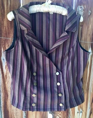 复古 Lip Service 严格条纹哥特维多利亚风格蒸汽朋克背心  — 第 1/4 张图片