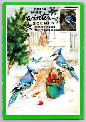 #5537 Winter Scenes Blue Jay FDC Maxi Card w/Pictorial Cancel - Image 1 of 2