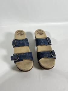 Sandalias Dansko Sophie zuecos de cuña de cuero azul 39 - Imagen 1 de 5