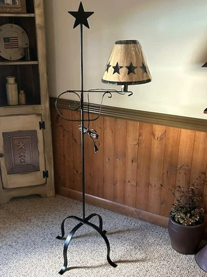Wrought Iron Adjustable New  Floor Lamp with Star Top and Star Shade - Image 1 of 4