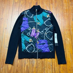 NEU Lauren Ralph Lauren Reitpullover Damen Größe Large schwarz durchgehender Reißverschluss - Bild 1 von 10