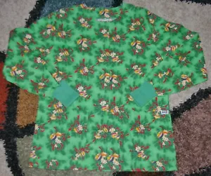 Christmas Warm up Jacket 2 bottom Pockets Knit Cuffs Jingle bells Print Sz XS - Picture 1 of 4