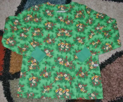 Christmas Warm up Jacket 2 bottom Pockets Knit Cuffs Jingle bells Print Sz XS - Image 1 of 4