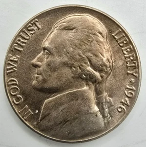 1946 D Jefferson Nickel Toned Black Beauty AU/BU You Grade It! Mint Alloy Error - Picture 1 of 4