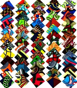 100 2" African Fabric SQUARES For Quilting Charms For Patchwork Quilting Cotton - Picture 1 of 5