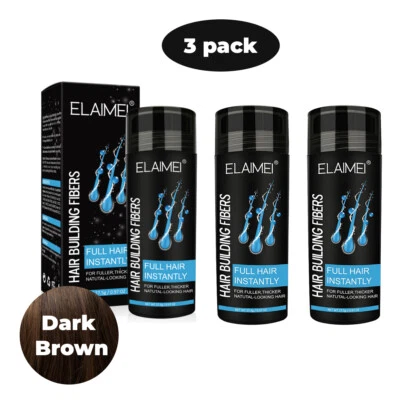 3x Dark Brown Hair Loss Building Fibers Alopecia Keratin Thicker Concealer Fiber - image 1 of 4