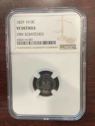 1829 H10C NGC VF DETAILS OBV Scratched Capped Bust Half Dime Cover