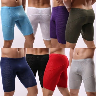 Pantaloni corti leggings uomo sportivi palestra compressione intimo rete sexy strato base - Immagine 1 di 4