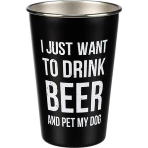 Drink Beer Pet Dog Stainless Steel Pint Glass - Picture 1 of 1