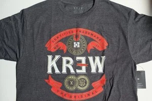KREW BEER LOGO SKATE SKATEBOARDS - MEDIUM SMALL - T SHIRT TEE GREY HEATHER - Picture 1 of 1