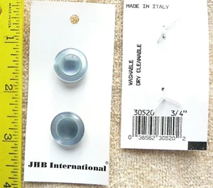 Steel blue round buttons pearlized 3/4 inch set of 2 made in Italy NEW - Picture 1 of 1