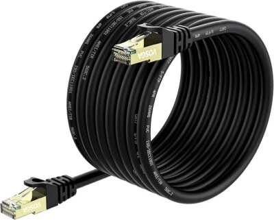 Câble Ethernet Réseau RJ45 Cat7 10Gbps 600MHz Rond Noir 1m à 60m LAN PC Gaming - Imagen 1 de 4