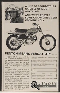 1974 Penton 250 Motorcycle Print Ad Tom Penton ISDT Winner - Picture 1 of 1