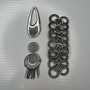 H7 Lot Abstract Swirl Silver Boho Hippie Glam Retro Pendants - Picture 1 of 5