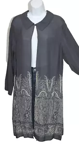 Elegant Carole Little Sheer Single Button Light Gray Midi Duster Womens Size 14 - Picture 1 of 10