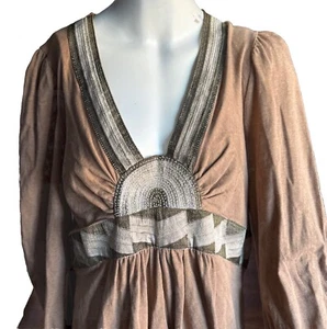 DGH 70er Jahre Vintage Baumwolle handgefärbt mittelarm Kleid Gr. L - Bild 1 von 6