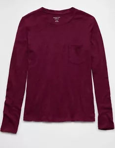 T-shirt donna American Eagle manica lunga con tasca - Taglia: Large - Foto 1 di 2