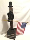 1990-Arlene A Wobler-Carved Wood/Movable Arms- Uncle Sam on Block Base Figurine