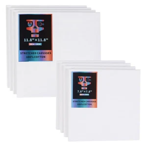 OPHIR 4X Stretched Cotton Canvas Boards Square Canvases for Oil Acrylic Painting - Picture 1 of 6