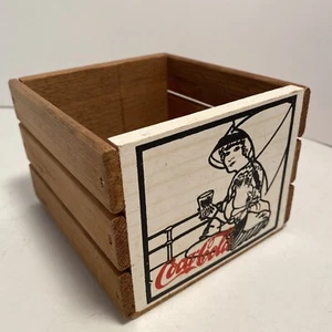 Vintage COCA-COLA Wood BOX Storage Desk Container ~ 5” x 5" x 4" Rectangle 90s - Picture 1 of 12