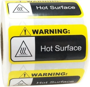Warning Hot Surface Labels 1 x 2 Inch 500 Adhesive Stickers - Picture 1 of 3