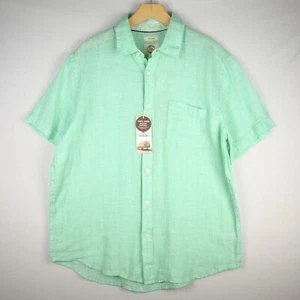 NEW Panama Jack 100% Linen Short Sleeve Shirt Mens Size L Green Button Up NWT - Picture 1 of 8
