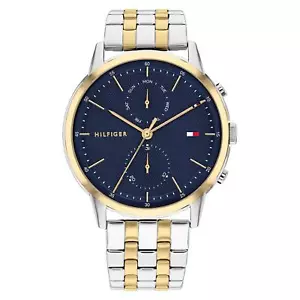 TOMMY HILFIGER 1710432 BLUE DIAL 2TONE GOLD SILVER MULTIFUNCTION MENS WATCH - Picture 1 of 5
