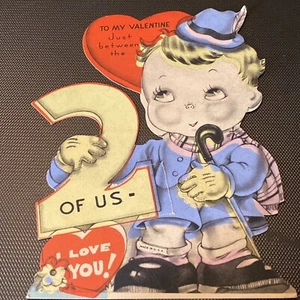 VTG Valentines Day Diecut Cards Made In USA Just Between The Two Of Us - Picture 1 of 2