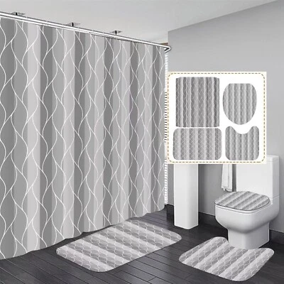 Комплект Cortinas De Baño Completo Juego 4 Pieza Para Ducha Bano Elegante gris NUEVO - Изображение 1 из 4