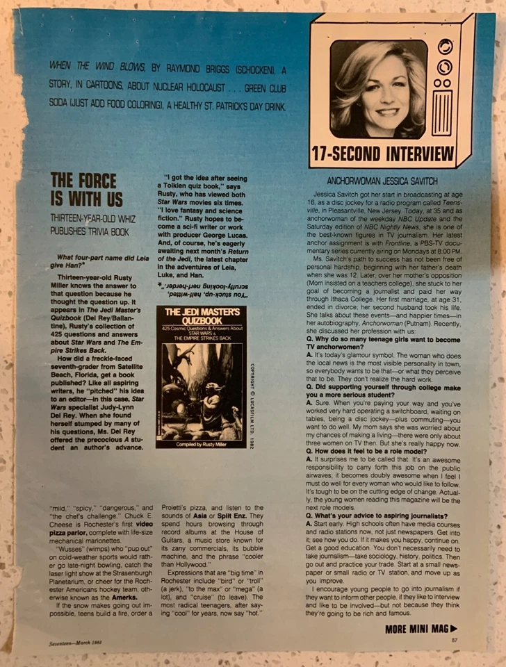 1983 Mini Mag pages Seventeen Magazine from March & September 9 dbl sided pages - Image 1 of 4