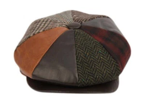 Herren 8 Panel Patchwork Wollmischung Zeitungsjunge Efeu Kappe Druckknopf Krempe Tweed Gatsby Mütze - Bild 1 von 4