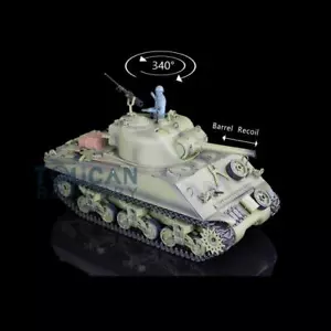 Henglong 1/16 7.0 ShermanM4A3 BB IR RTR RC Tank 3898 Barrel Recoil Plastic Track - Picture 1 of 9