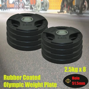 2.5kg x 8 Rubber Coated Cast Iron Olympic Weight Plate - Commercial Grade - Picture 1 of 2