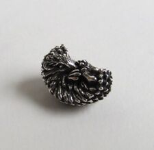 Hedgehog curled figurine, solid sterling silver gift, handmade ornament, new