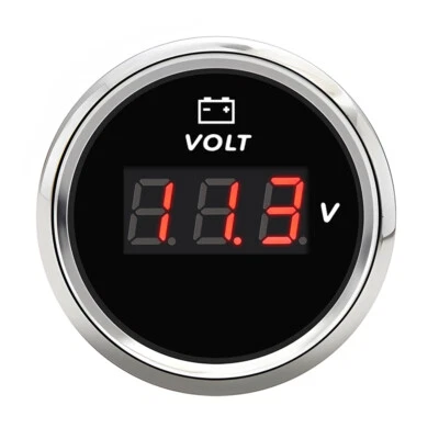 52mm Digital Voltage Volt Indicator Voltmeter Gauge For Car Boat Truck Red LED - Image 1 of 4