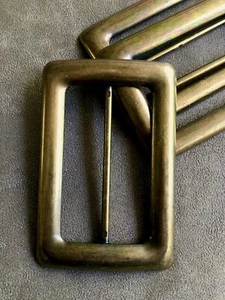 80mm Tri Glide 3 Bar Strap Slider Metal Aged Brass Rectangle Sliders Buckle D48 - Picture 1 of 3