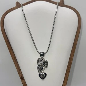 Brighton Vienna Hearts Necklace Black Enamel Dangling Hearts 18-20”NWT - Picture 1 of 7