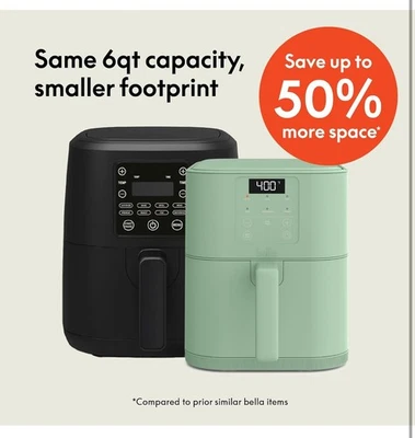 Bella 4Qt or 6Qt Slim Air Fryer Oatmeal, Plum, Seagrass - Image 1 of 4