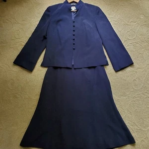 Talbots Set Seta Blu Giacca 10P Gonna Tg 10 - Foto 1 di 15