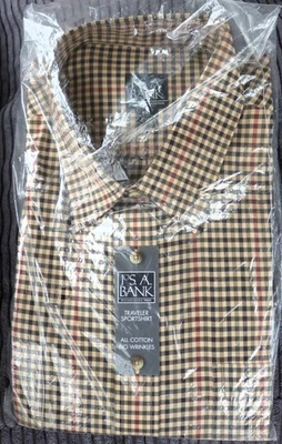 Jos. A. Camiseta deportiva Bank Traveler amarilla y marrón a cuadros talla XXL NUEVA Foto 1 de 2