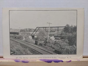 New Bridge Spanning Outlet of Guilford Lake Guilford New York Vintage Postcard - Picture 1 of 2
