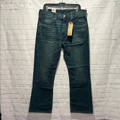 Jeans bootcut fino azul escuro 527 Levi's para homens tamanho 36 x 40 novo com etiquetas - Imagem 1 de 4