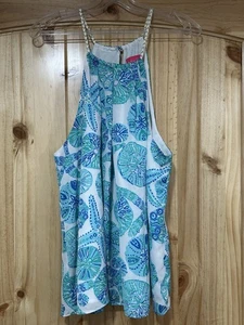 Lily Pulitzer Braided Strap Halter Tank XXL Blue & White Flowy - Picture 1 of 6